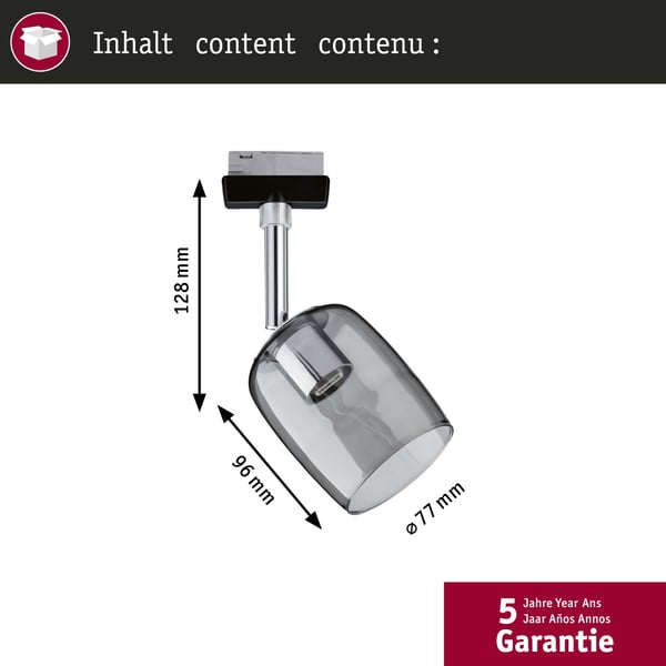 Paulmann URail Spotlight för strömskenor Blossom G9 max. 10W dimbar 230V Svart matt, Rökfärgad