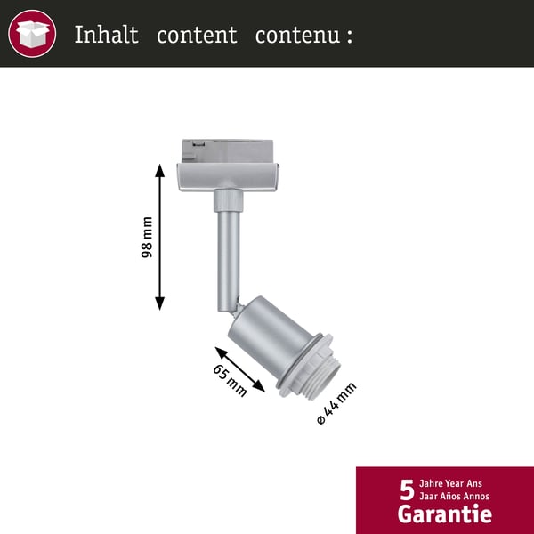 Paulmann URail Spotlight för strömskenor DecoSystems Basic E14 max. 20W dimbar 230V Krom matt