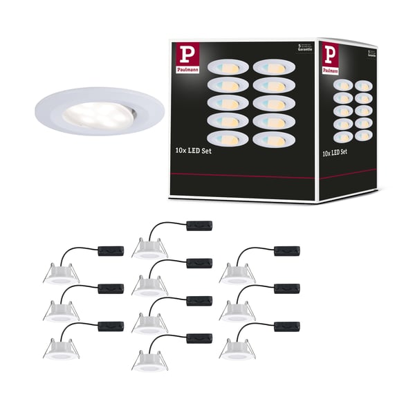 Paulmann Infälld LED lampa Calla IP65 rund 90 mm 30° 10x5W 10x430lm 230V White Switch Vit matt