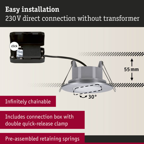 Paulmann Infälld LED lampa Calla IP65 rund 90 mm 30° 10x5W 10x430lm 230V White Switch Krom matt