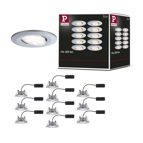 Paulmann Infälld LED lampa Calla IP65 rund 90 mm 30° 10x5W 10x430lm 230V White Switch Krom matt