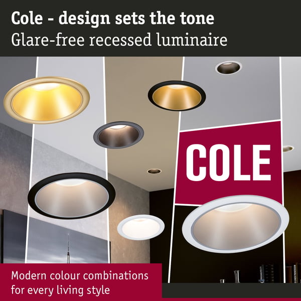 Paulmann Infälld LED lampa 3-Step-Dim Cole Coin IP44 rund 88 mm Coin 6W 470lm 230V dimbar 2700K Guld matt