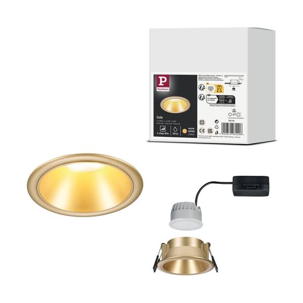 Paulmann Infälld LED lampa 3-Step-Dim Cole Coin IP44 rund 88 mm Coin 6W 470lm 230V dimbar 2700K Guld matt Paulmann Infälld LED lampa 3-Step-Dim Cole Coin IP44 rund 88 mm Coin 6W 470lm 230V dimbar 2700K Guld matt