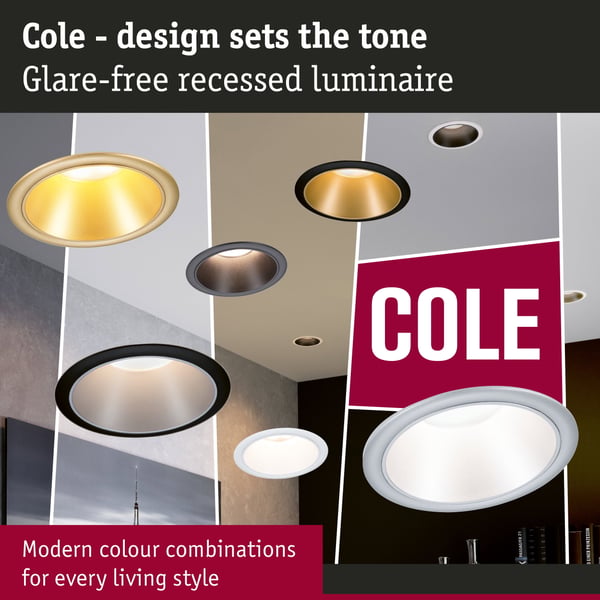 Paulmann Infälld LED lampa 3-Step-Dim Cole Coin IP44 rund 88 mm Coin 6x6W 6x470lm 230V dimbar 2700K Silver matt