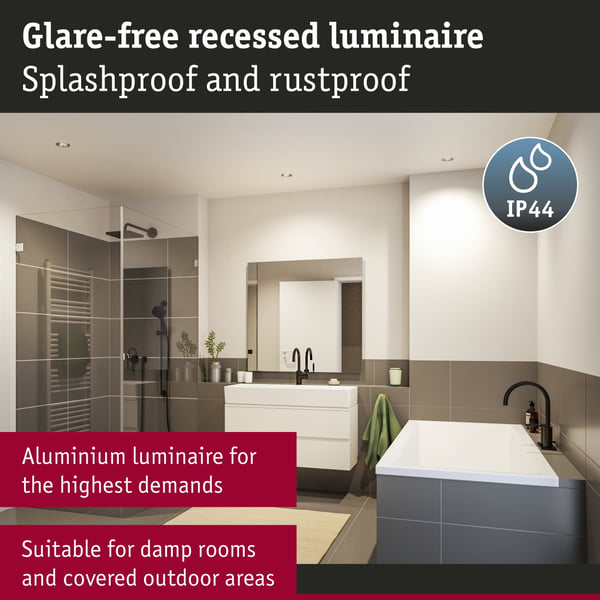 Paulmann Infälld LED lampa 3-Step-Dim Cole Coin IP44 rund 88 mm Coin 6x6W 6x470lm 230V dimbar 2700K Silver matt