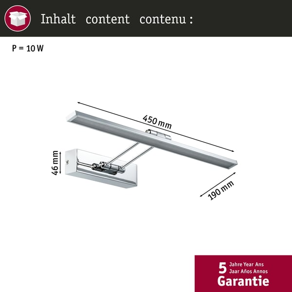 Paulmann Galeria LED bildlampa Beam 2700K 580lm 230V 7W Krom