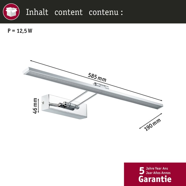 Paulmann Galeria LED bildlampa Beam 2700K 1050lm 230V 11W Krom