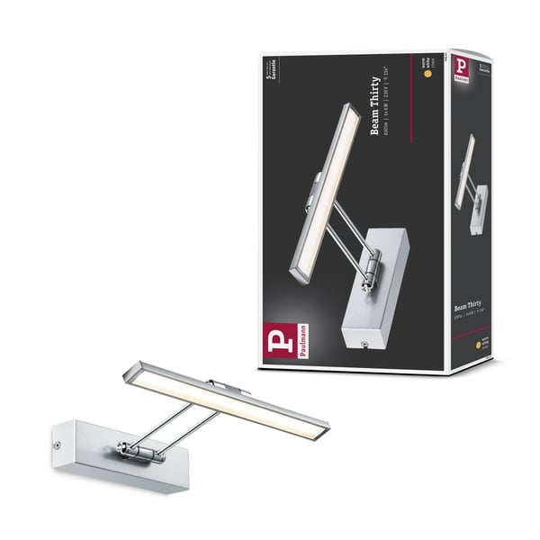 Galeria LED bildlampa Beam 2700K 450lm 230V 5W Nickel borstat, Krom