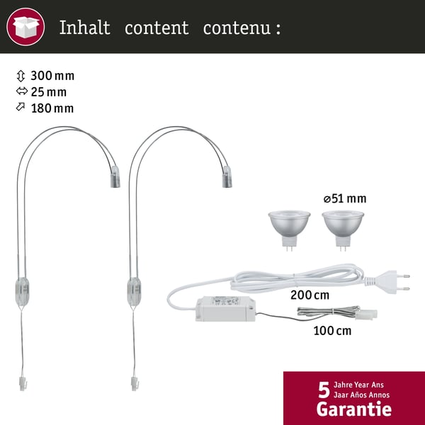 Paulmann Galeria LED spegellampa Assistent II GU5,3 2700K 2x230lm 230V 2x4W Krom
