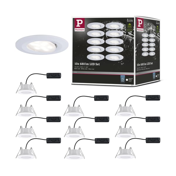 Paulmann Infälld LED lampa Calla IP65 rund 90 mm 30° 10x6W 10x530lm 230V 4000K Vit matt