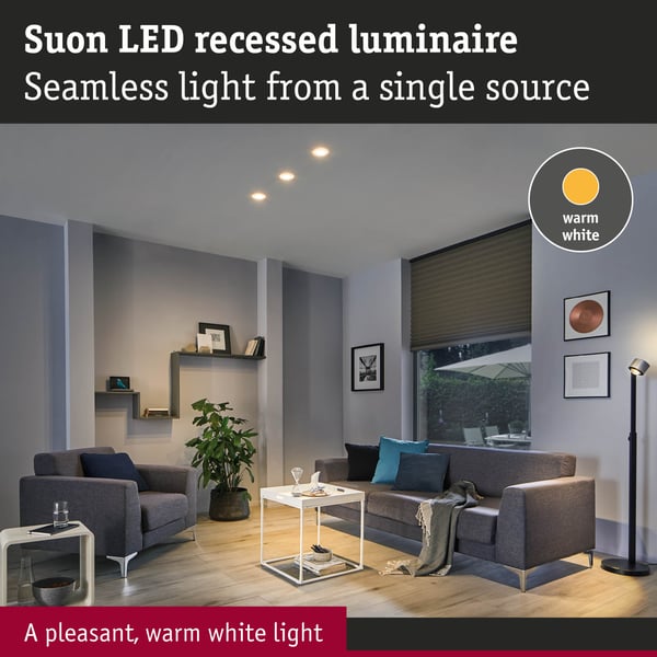 Paulmann Premium Infälld LED lampa Suon IP44 rund 90 mm 3x5W 3x450lm 230V dimbar 2700K Satin, Vit