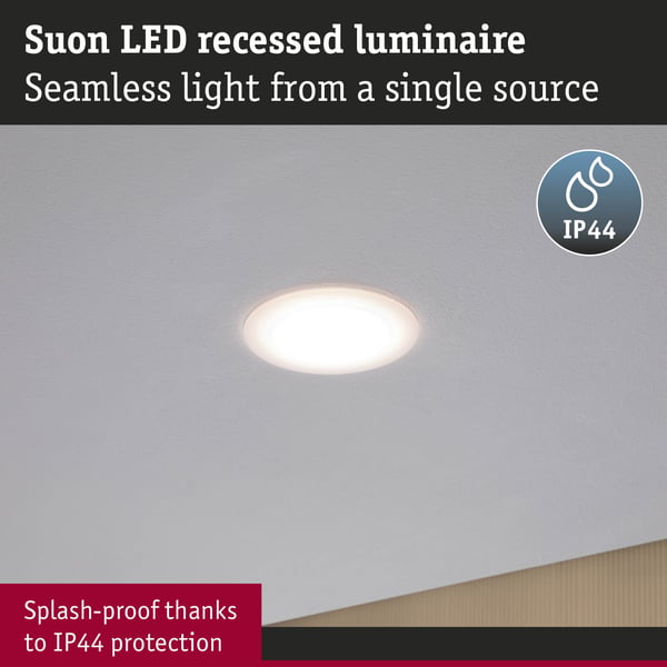 Paulmann Premium Infälld LED lampa Suon IP44 rund 90 mm 3x5W 3x450lm 230V dimbar 2700K Satin, Vit