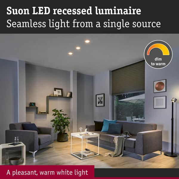 Paulmann Premium Infälld LED lampa Dim to Warm Suon IP44 rund 90 mm 3x5W 3x450lm 230V dimbar Dim to warm Satin, Vit