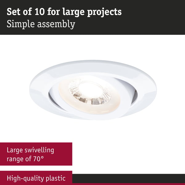Paulmann Infälld LED lampa 3-Step-Dim rund 82 mm 70° 10x4,8W 10x450lm 230V dimbar 3000K Vit