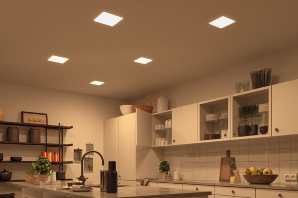 Paulmann VariFit Infälld LED panel Smart Home Zigbee 3.0 Veluna Panel IP44 vinkelformad 185x185 mm 15W 1000lm Tunable White Satin dimbar