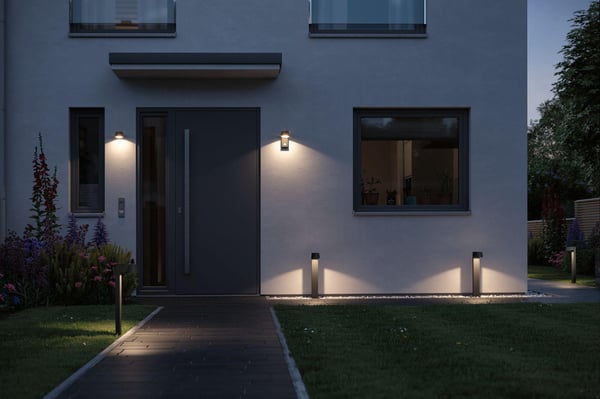 Paulmann LED vägglampa för utomhusbruk Capea Skymningsstyrd rörelsedetektor (IR) IP44 96x165 mm 3000K 6W 500lm 230V 98° Antracit Aluminium