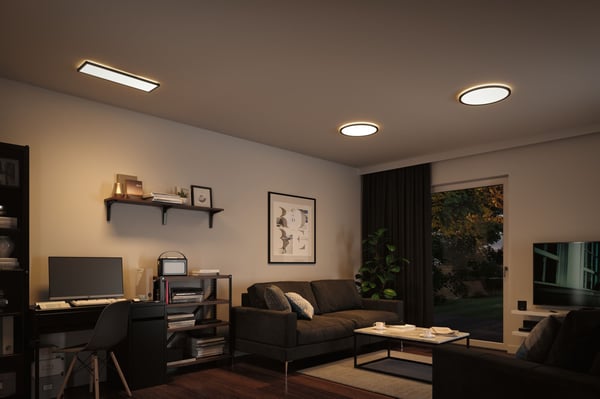 Paulmann LED panel 3-Step-Dim Atria Shine Bakgrundsbelysning vinkelformad 420x420 mm 22W 2200lm 3000K Svart dimbar