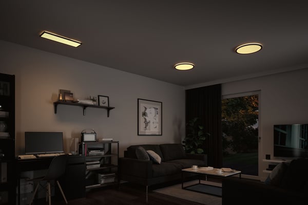 Paulmann LED panel 3-Step-Dim Atria Shine Bakgrundsbelysning vinkelformad 420x420 mm 22W 2200lm 3000K Svart dimbar