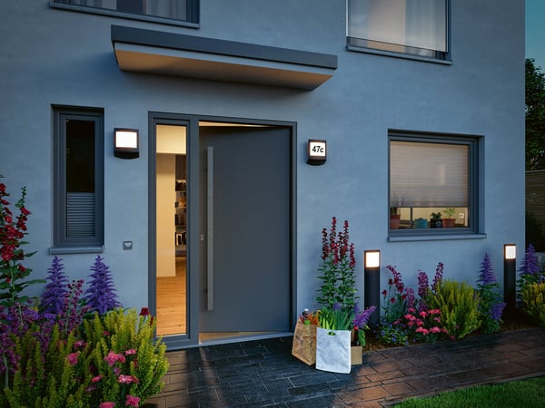 Paulmann LED vägglampa för utomhusbruk Smart Home Zigbee 3.0 Padea Skymningssensor IP44 198x252 mm Tunable Warm 8,2W 550lm 230V Antracit Plast