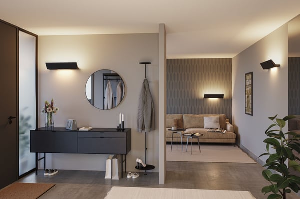 Paulmann LED vägglampa Smart Home Zigbee 3.0 Ranva Tunable White 800lm 230V 13W dimbar Svart matt