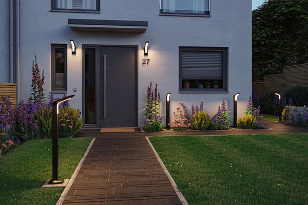 Paulmann LED vägglampa för utomhusbruk Merano Skymningsstyrd rörelsedetektor (HF) IP44 90x328 mm 3000K 14W 950lm 230V Antracit Aluminium