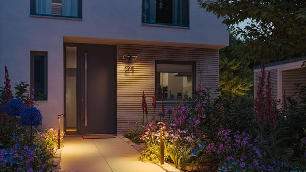 Paulmann LED pollare Smart Home Zigbee 3.0 Alara Skymningsstyrd rörelsedetektor (IR) insektsvänlig IP44 vinkelformad 665 mm 2200 - 3300K 10W 450lm 230V Antracit Metall