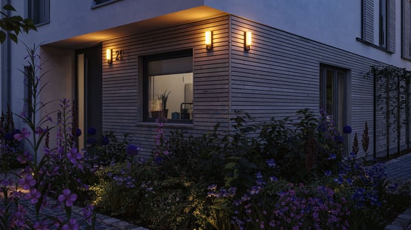 Paulmann LED vägglampa för utomhusbruk Bonnie Skymningsstyrd rörelsedetektor (IR) IP44 93x263 mm 3000K 8,5W 560lm 230V Antracit Aluminium