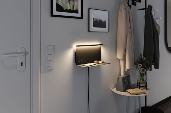 Paulmann LED vägglampa Jarina USB C 3000K 400lm / 160lm 230V 4,5W / 1,6W dimbar Svart matt
