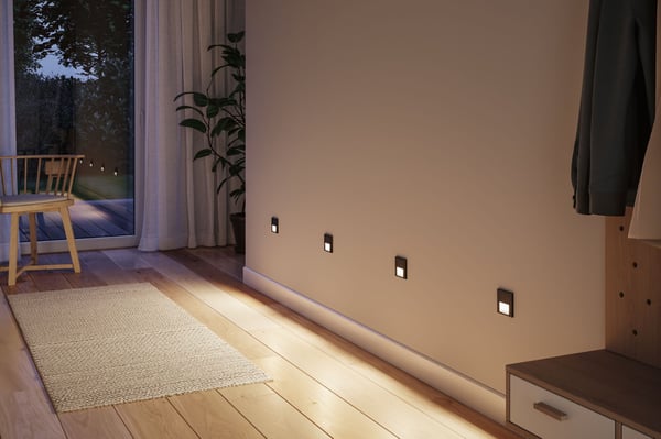 Paulmann LED infälld vägglampa Tsaro vinkelformad 80x80 mm 1W 80lm 230V 2700K Svart matt
