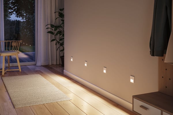 Paulmann LED infälld vägglampa Tsaro vinkelformad 80x80 mm 1W 80lm 230V 2700K Vit matt