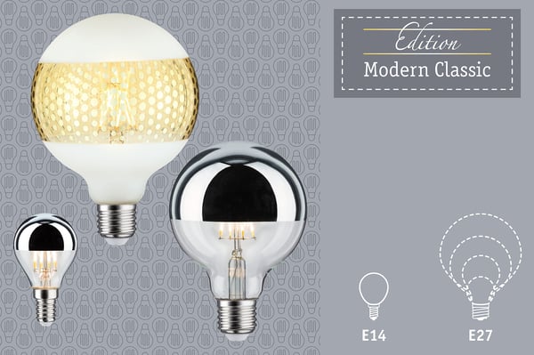 Paulmann Modern Classic Edition Standard 230V LED Globe Ringspegel E27 640lm 6,5W 2700K dimbar Ringreflektor svart matt