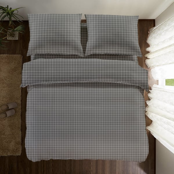 Puuvillaiset vuodevaatteet 200x200 ruudullinen