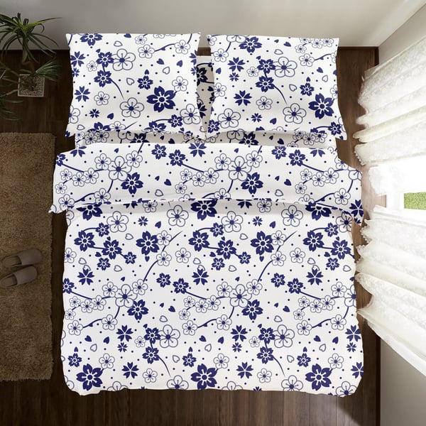 Puuvilla silkkihuopa 200x200 kukat