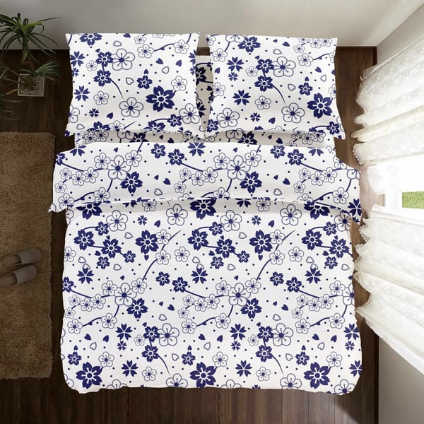 Sengetøj i bomuld 160x200 blomster