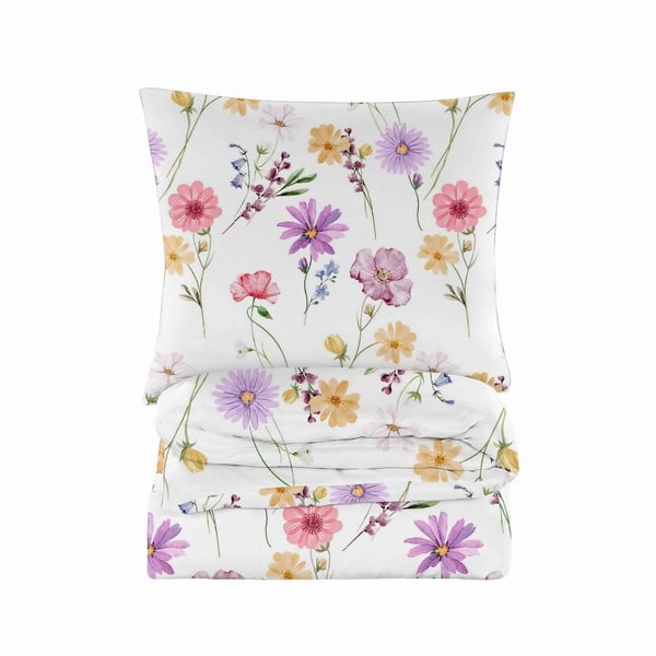 Bomuldssengetøj 140x200 malede blomster