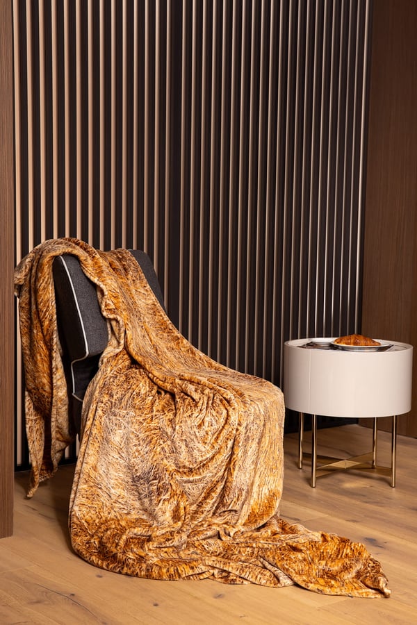 Fleece tæppe 170x210 stråblad