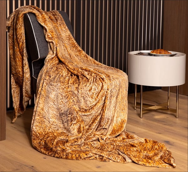 Fleece tæppe 170x210 stråblad