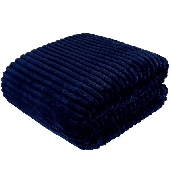 Wave fleece tæppe 220x240 marineblå
