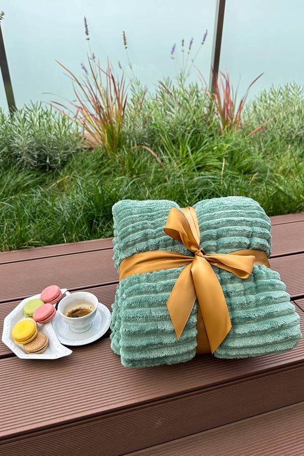 Wave fleece tæppe 220x240 pistacie