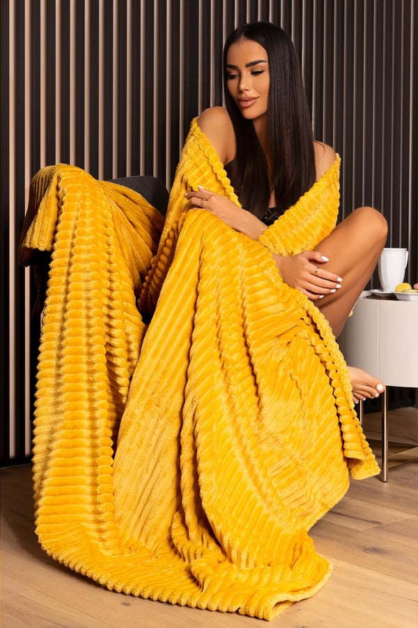 Wave fleece tæppe 220x240 sennep