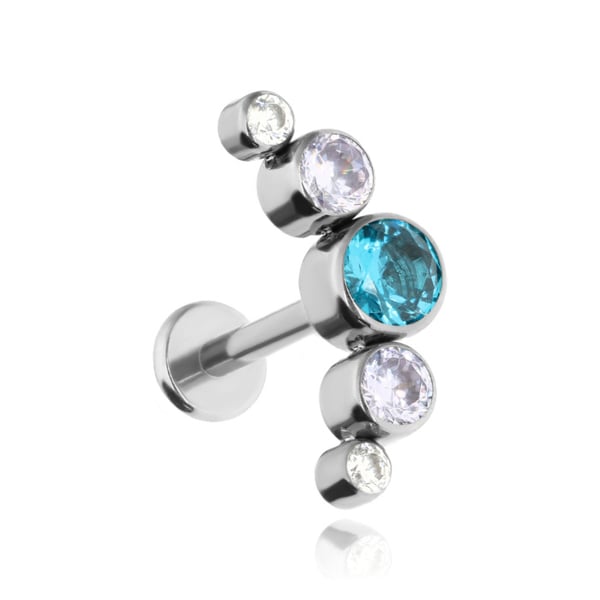 Titanium labret klusterörhänge med havszirvikon - silver 1,2/8