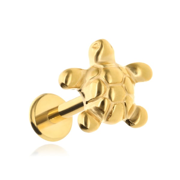 Titanium labret örhänge sköldpadda guld 1,2/8