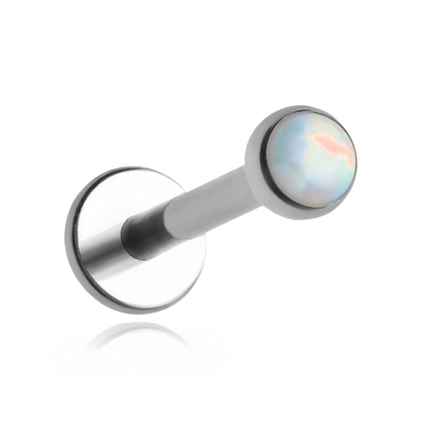 Titan labret med vit opal OP18 - silver 1,2/8/3 Titan labret med vit opal OP18 - silver 1,2/8/3
