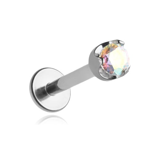Titanium labret ørering med opal cubic zircons 1.2/6/3.5