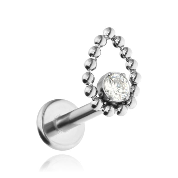 Titanium labret droppe - vit zirconia - silver 1,2/8 Titanium labret droppe - vit zirconia - silver 1,2/8