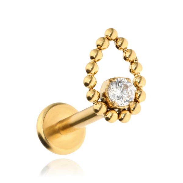 Titanium labret örhänge droppe vit zirkonia guld helixlob 1.2/6 Titanium labret örhänge droppe vit zirkonia guld helixlob 1.2/6