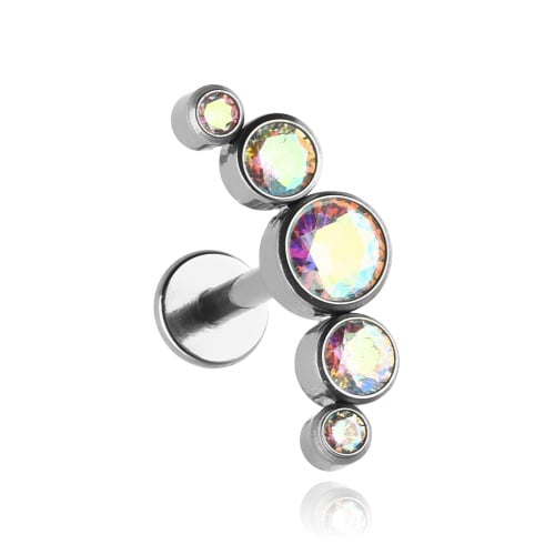 Titanium labret kluster ørepropp med opal zirkonia 1,2/8