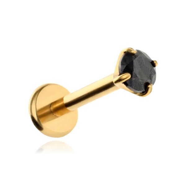 Titanium guld labret med sort zirkon 1.2/10/4