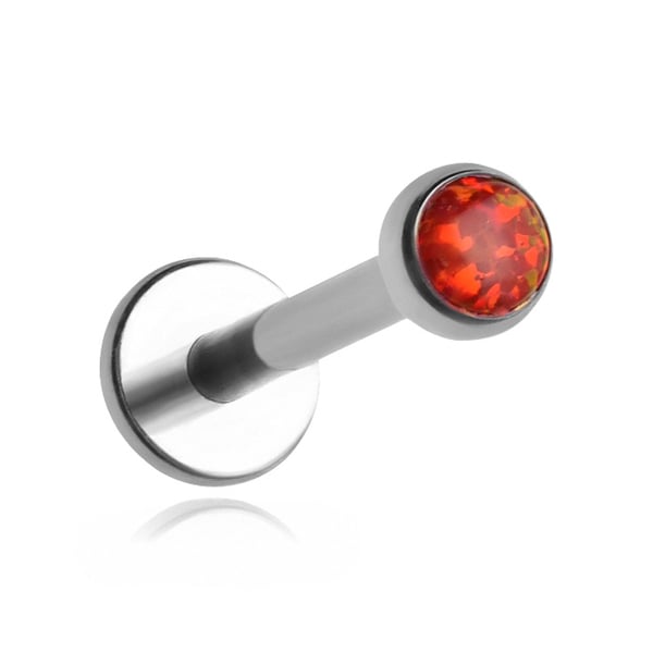 Titan labret med röd opal OP45 - silver 1,2/6/3
