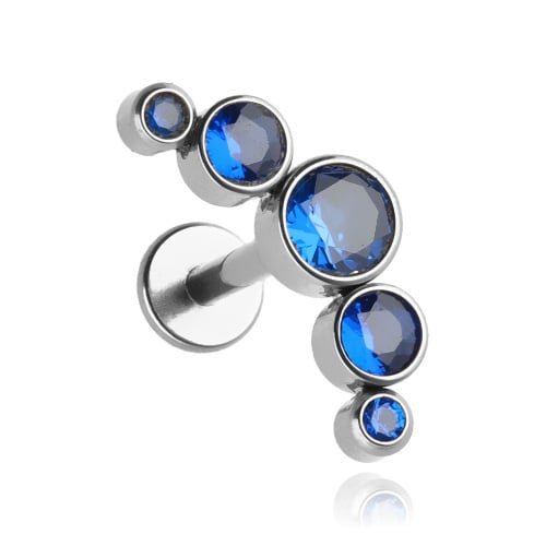Titanium labret öronsmycke med granat zirkoner 1,2/8 Titanium labret öronsmycke med granat zirkoner 1,2/8